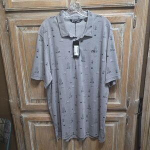 Travis Mathew Gray Patterned Polo Shirt